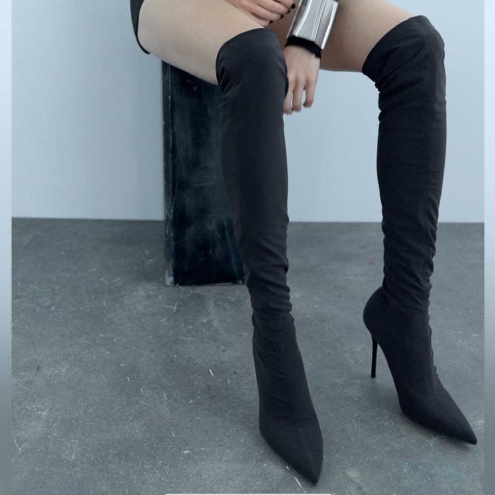 Zara over knee mesh boots